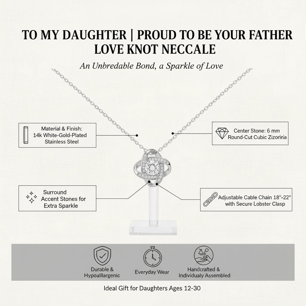To My Daughter | Proud To Be Your Father (Love Knot Necklace)